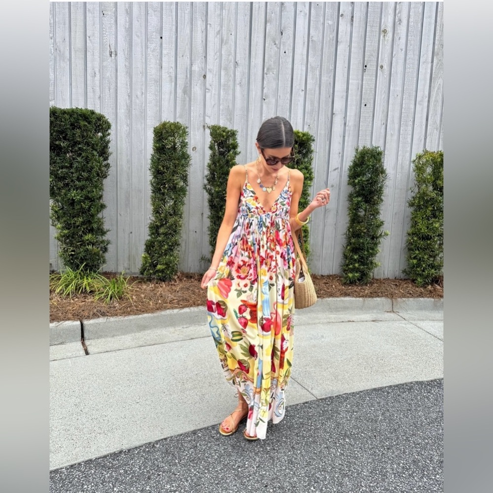 Farm Rio Pink Garden Terrace Maxi Dress EEUC once worn Sz S - Picture 3 of 7